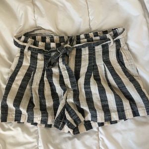 Striped paper bag shorts